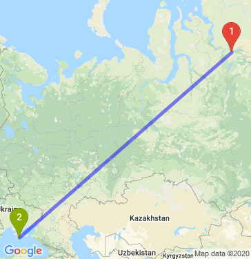 Маршрут из Норильска в Симферополя