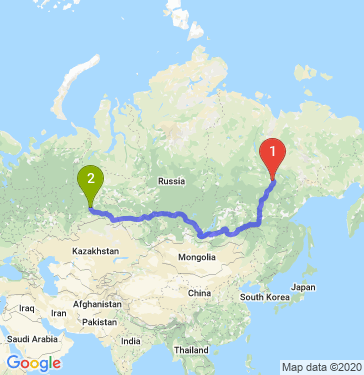 Маршрут из Якутска в Тюмень