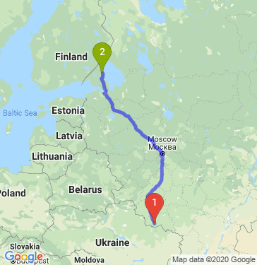 Маршрут из Белгорода в Приозёрск