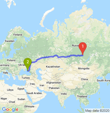 Маршрут из Братска в Новороссийск