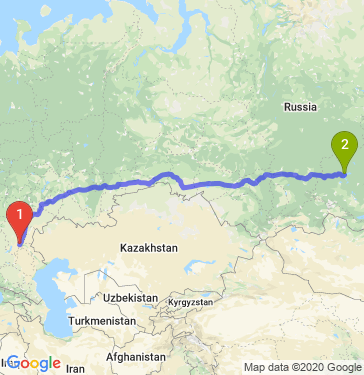 Маршрут из Волгограда в Братск