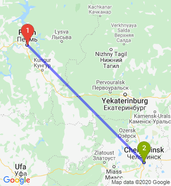 Маршрут из Перми в Челябинск