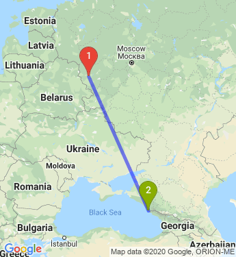 Маршрут из Смоленска в Сочи