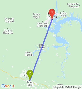 Маршрут из Братска в Тулун