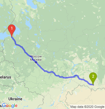 Маршрут из Санкт-Петербурга в Оренбург