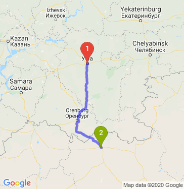Маршрут из Уфы в Актобе