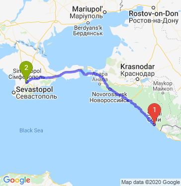 Маршрут из Сочи в Симферополя
