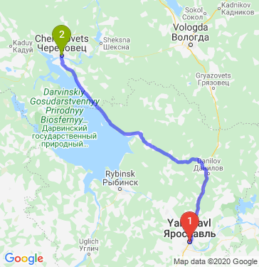 Маршрут из Ярославля в Череповец