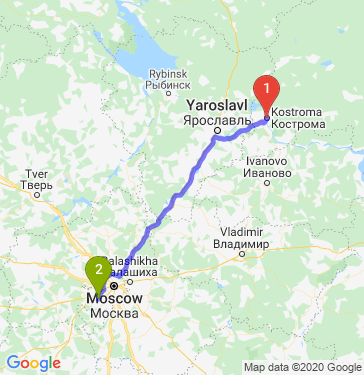 Маршрут из Костромы в Внуково