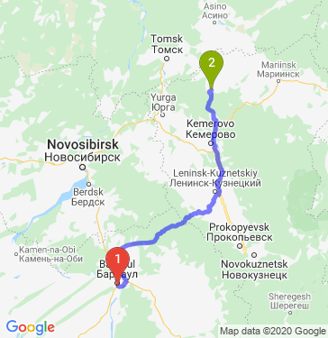 Маршрут из Барнаула в Яйский р-наш