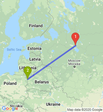 Маршрут из Череповца в Гродно