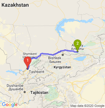Маршрут из Ташкента в Алматы