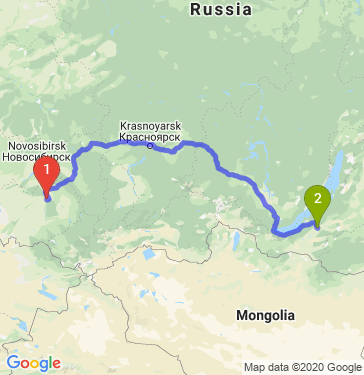 Маршрут из Барнаула в Респ. Бурятию