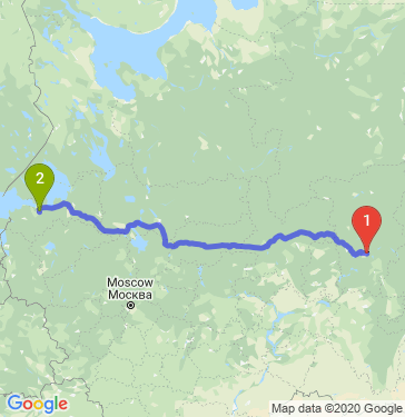 Маршрут из Перми в Пушкин
