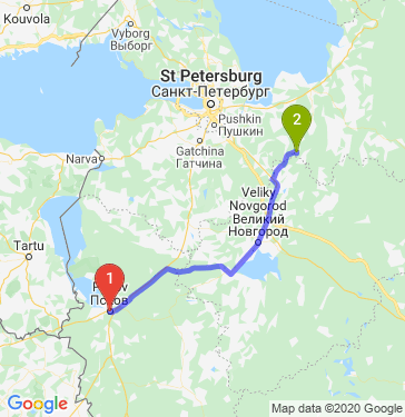 Маршрут из Пскова в Киришей