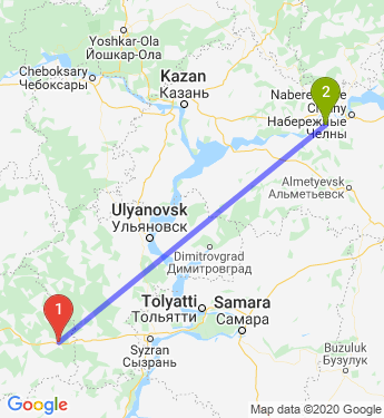 Маршрут из Кузнецка в Нижнекамск