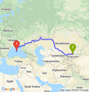 Маршрут из Ялты в Бишкек