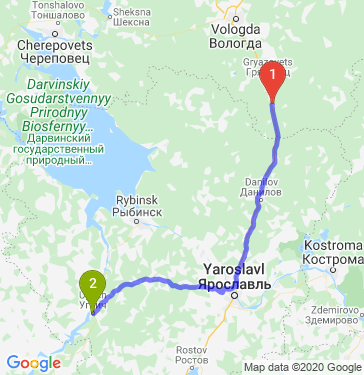 Маршрут из Заемья в Углича