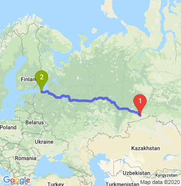 Маршрут из Кургана в Санкт-Петербург
