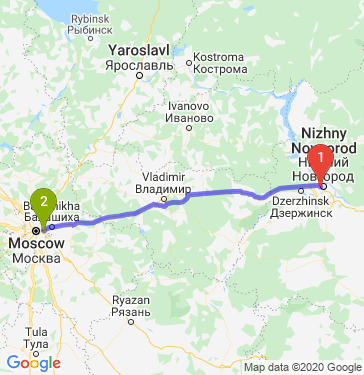 Маршрут из Нижнего Новгорода в Москву