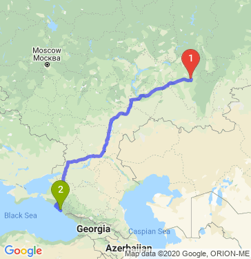 Маршрут из Уфы в Большой Сочи