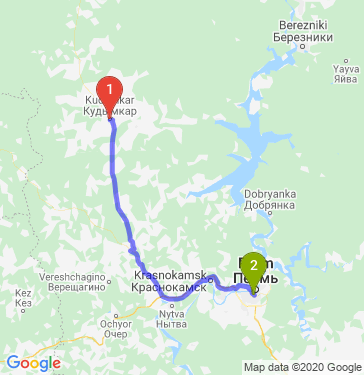 Маршрут из Кудымкара в Пермь