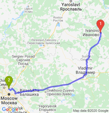Маршрут из Иванова в Москву