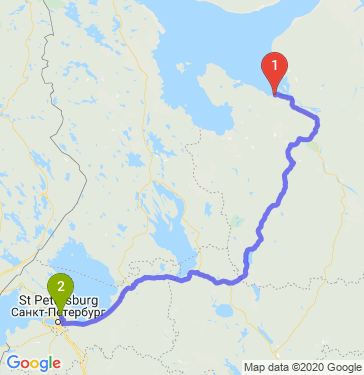 Маршрут из Северодвинска в Мурино