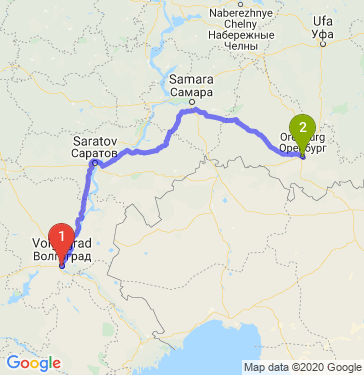 Маршрут из Волгограда в Оренбург