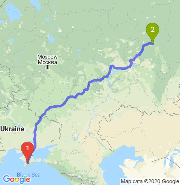 Маршрут из Симферополя в Пермь