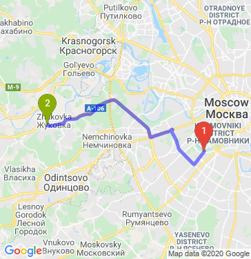 Маршрут из Москвы в Жуковку