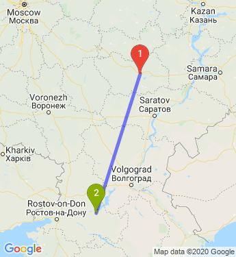 Маршрут из Пензы в Волгодонск