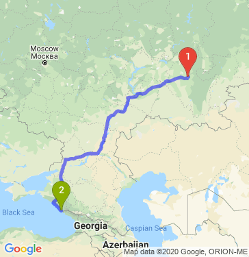 Маршрут из Уфы в Сочи