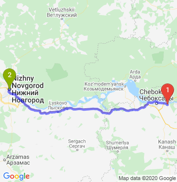 Маршрут из Новочебоксарска в Нижний Новгород