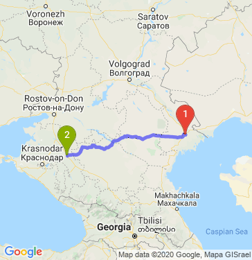 Маршрут из Астрахани в Кропоткина