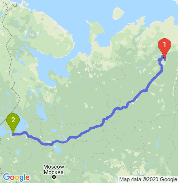 Маршрут из Усинска в Санкт-Петербург