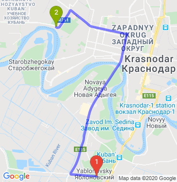 Маршрут из Яблоновского в Краснодар