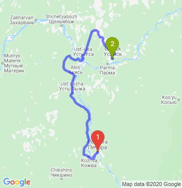 Маршрут из Печоры в Усинск