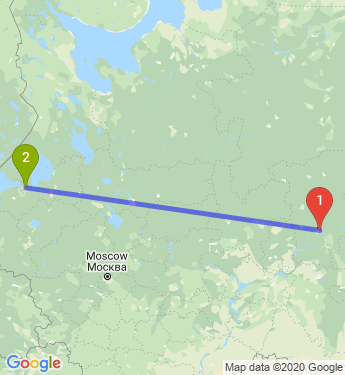 Маршрут из Перми в Санкт-Петербург