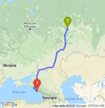 Маршрут из Сочи в Казань