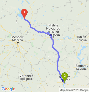 Маршрут из Рыбинска в Энгельс
