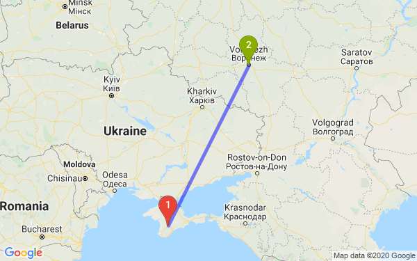 Маршрут из Симферополя в Воронеж