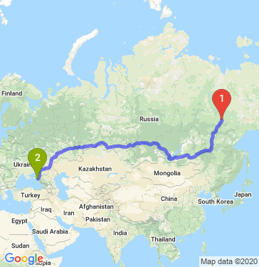 Маршрут из Якутска в Краснодар