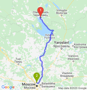 Маршрут из Череповца в Москву