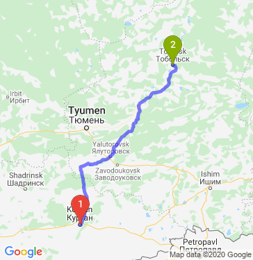 Маршрут из Кургана в Тобольск