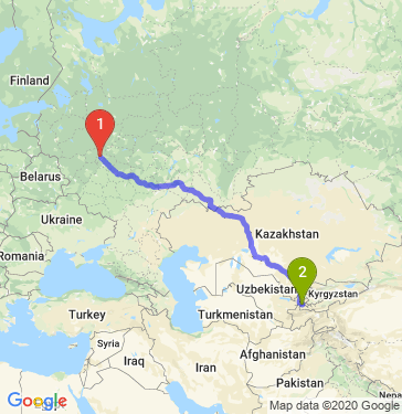 Маршрут из Москвы в Худжанда