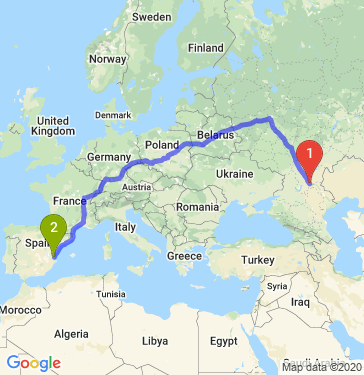 Маршрут из Волгограда в Валенсию