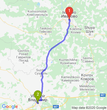Маршрут из Иванова в Владимира