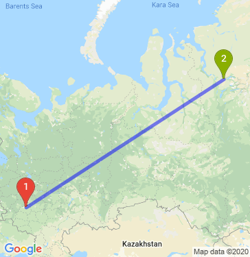 Маршрут из Тулы в Норильск