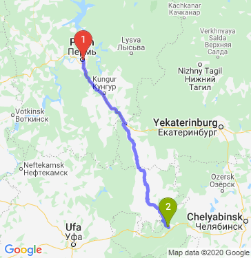 Маршрут из Перми в Сатку